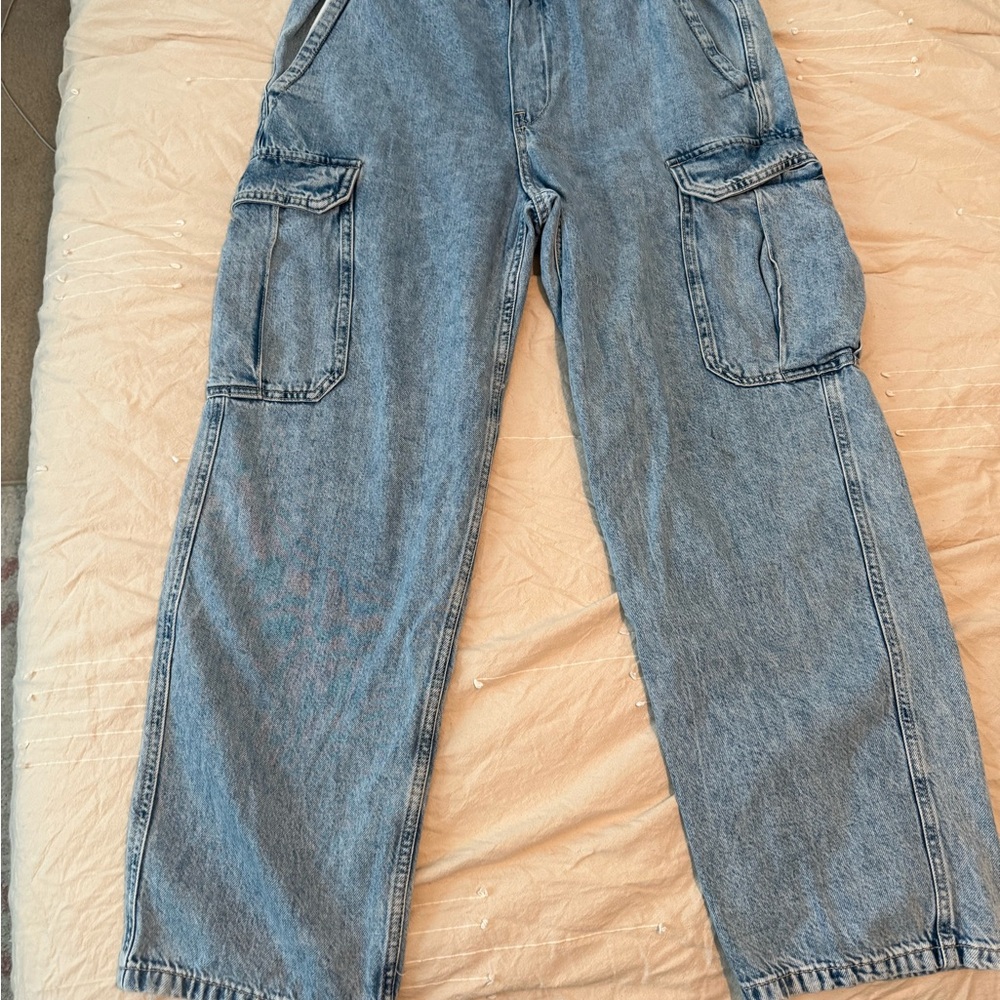 H&M Blue Cargo Pants Relaxed Fit